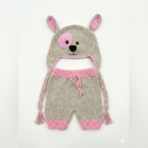 Cute Knit Animal Hat and Pants Set for Kids